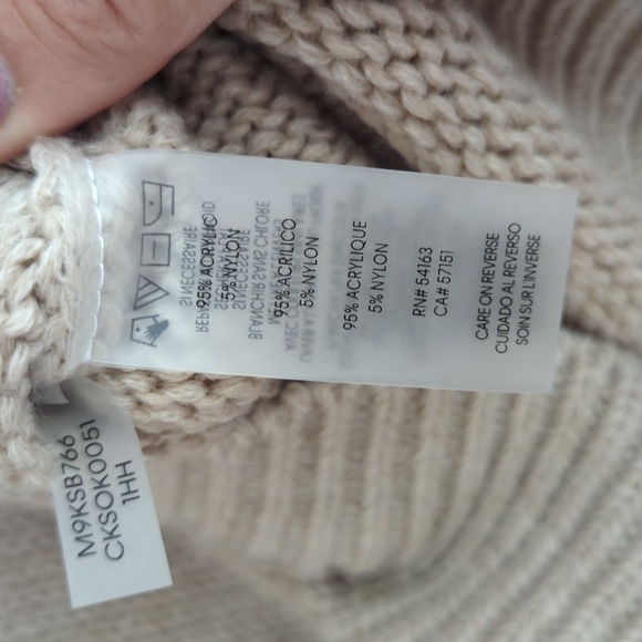 Calvin Klein Colorblocked Popcorn Knit Mock Neck Sweater Gray Large‎ - Picture 6 of 8